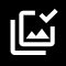 Photo DeClutter icon, a stack of photos with a check mark.
